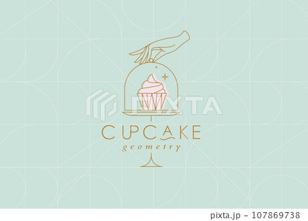 Cake stand with cupcake art deco turquoise 107869738