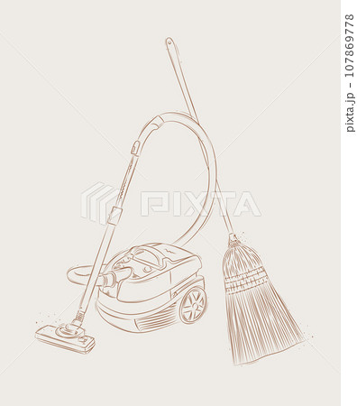 Vacuum cleaner and broom beige 107869778