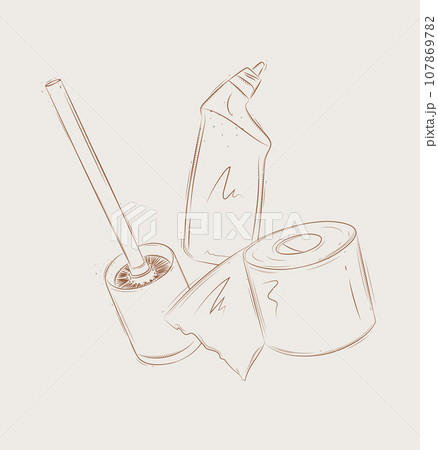 Toilet cleaning accessories beige 107869782