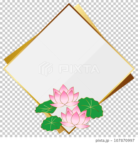 高級感のある蓮の花フレーム　ホワイト＆ゴールド 107870997