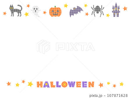 毛糸の網目模様のハロウィンフレームイラスト 107871628