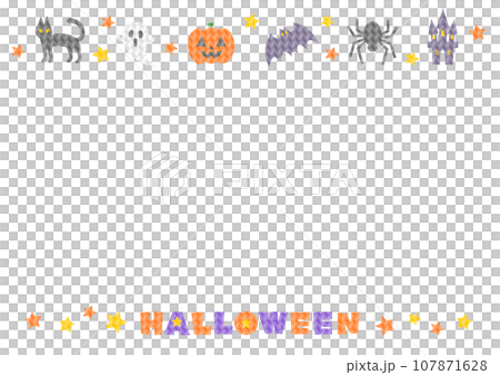 毛糸の網目模様のハロウィンフレームイラスト 107871628