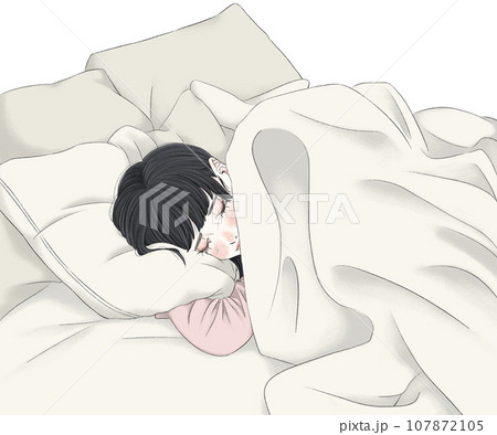 泣きながら眠る女の子 107872105