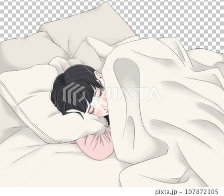 泣きながら眠る女の子 107872105