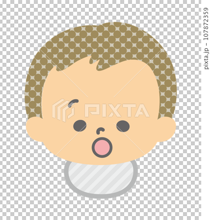 表情：驚く赤ちゃん 顔 単品 107872359