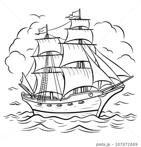 Sailboat Coloring Page for Kids 107872889