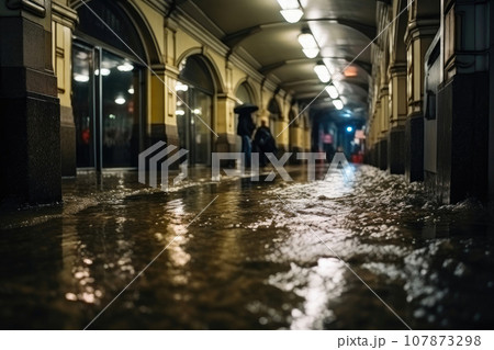 Subway Stations Submerged in Rainwater 107873298