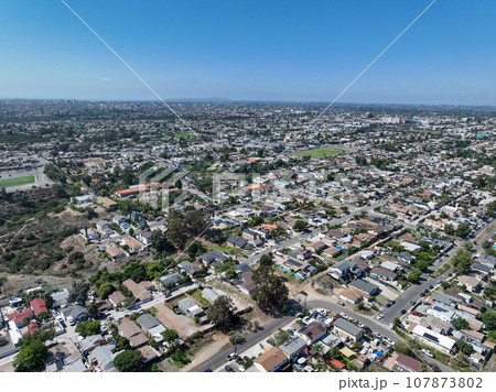 Aerial view of South San Diego residential neighborhood 107873802