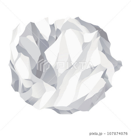 Crumpled paper ball icon. Realistic garbage, bad idea symbol, crushed piece of paper. Throw rumple grunge sheet. Mistake in document. Realistic wrinkled page 107874076