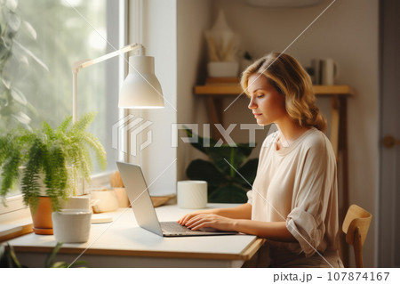 Stylish Telecommuting Woman 107874167