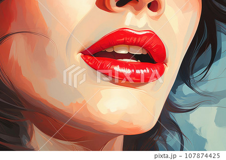 Bite of Desire: Alluring Lip Close-Up 107874425