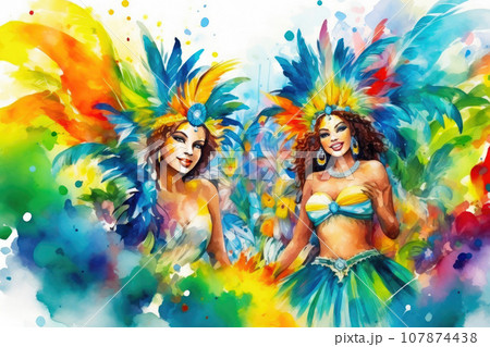 Watercolor Magic of the Brazilian Carnival 107874438