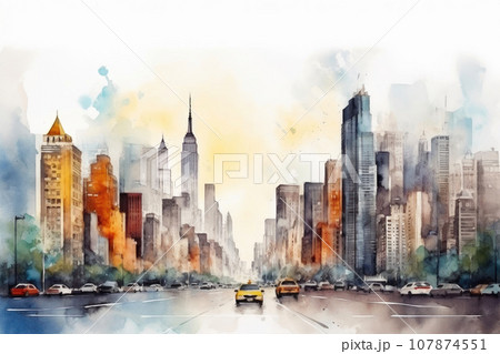 Manhattan Magic: Watercolor Delight 107874551
