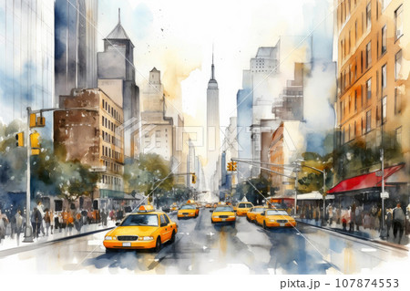 Watercolor Manhattan: Urban Majesty Watercolor Manhattan: Urban Majesty 107874553