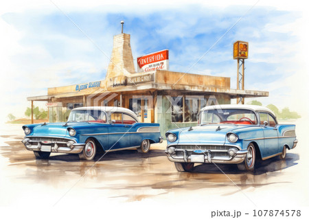 Antique Car Show by Diner 107874578
