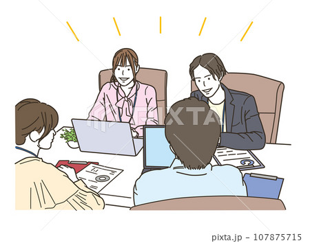 オフィスで働く複数のビジネスマンの男女 オフィスで働く複数のビジネスマンの男女 107875715