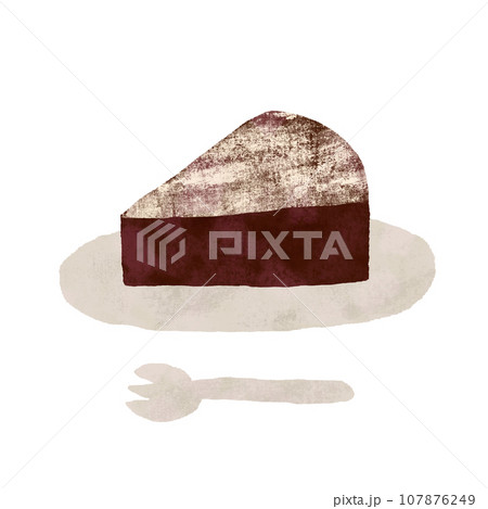 手描き ガトーショコラのイラスト お皿とフォークのセット テクスチャあり 手描き ガトーショコラのイラスト お皿とフォークのセット テクスチャあり 107876249