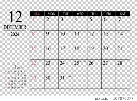 December 2024 Simple writing calendar December 2024 Simple writing calendar 107876377