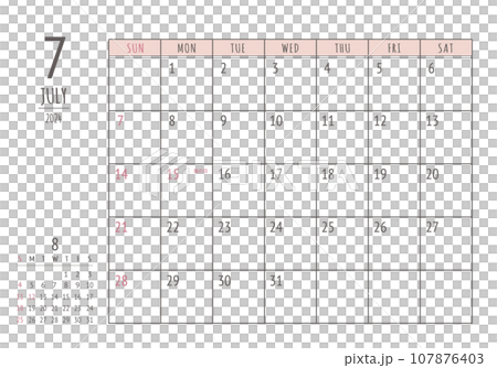 July 2024 Simple writing calendar 107876403