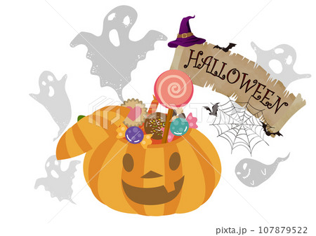 ハロウィンのかわいいワンポイントイラスト ハロウィンのかわいいワンポイントイラスト 107879522