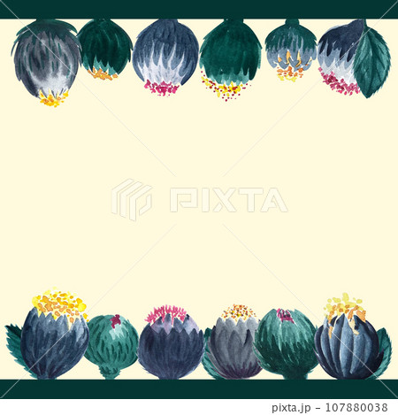 Dark fantasy flower watercolor banner on yellow Dark fantasy flower watercolor banner on yellow 107880038