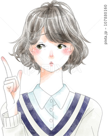 困り顔の女性 ボブヘア― 仕草 困り顔の女性 ボブヘア― 仕草 107880160