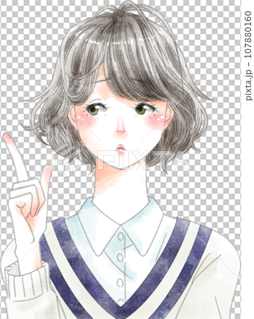 困り顔の女性 ボブヘア― 仕草 困り顔の女性 ボブヘア― 仕草 107880160