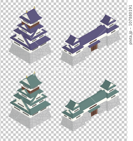 日本城堡等距向量圖 107880191