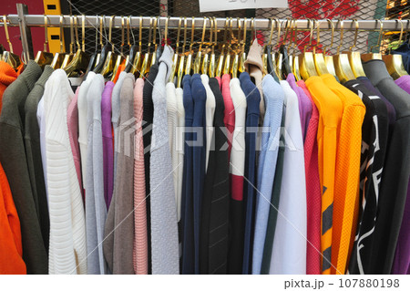 close up of many women cloths display for sale close up of many women cloths display for sale 107880198