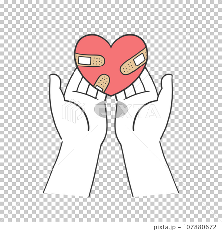 Illustration material that gently wraps a heart full of bandages Illustration material that gently wraps a heart full of bandages 107880672