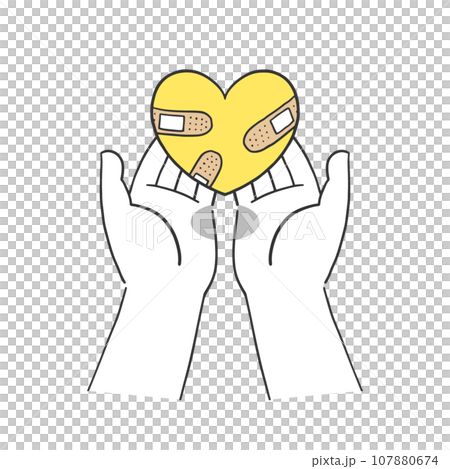 Illustration material that gently accepts a heart full of bandages 107880674