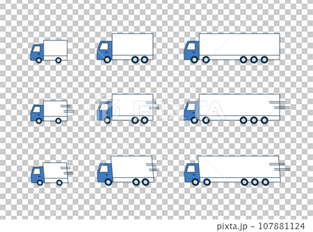 走るトラックのベクターイラストセット 107881124