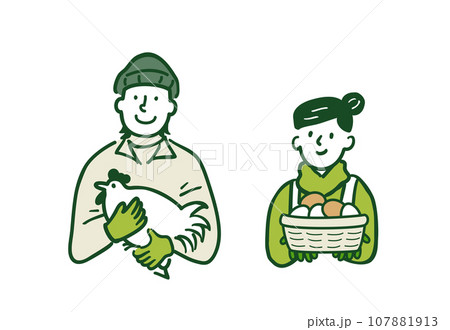 養鶏農家の夫婦　男性　女性 107881913