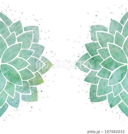 Silhouettes of turquoise leaves with splatter 107882032