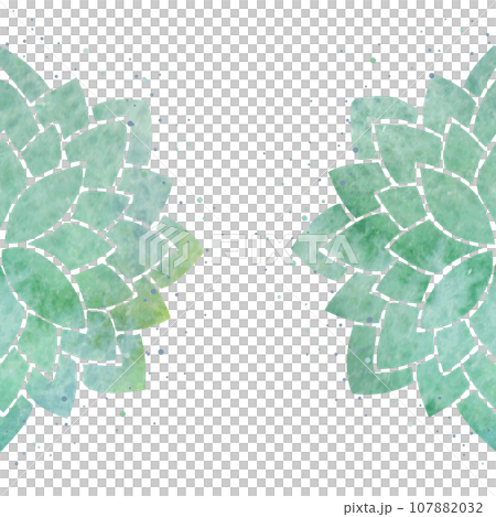 Silhouettes of turquoise leaves with splatter 107882032