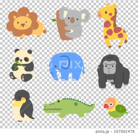いろいろな動物のイラストセット いろいろな動物のイラストセット 107882478