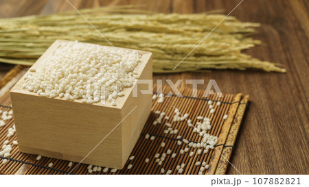 もち米と稲穂 107882821