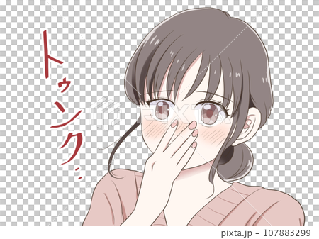 赤面して照れる女性 トゥンク 赤面して照れる女性 トゥンク 107883299