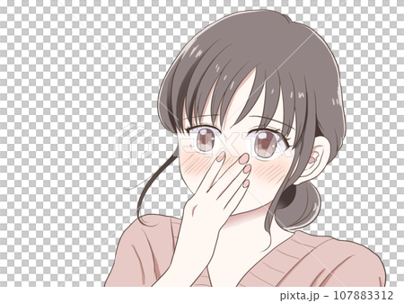 A woman blushing and shy - Stock Illustration [107883312] - PIXTA