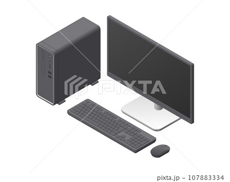 アイソメトリック図法で描いた分離型デスクトップPCのイラストのイラスト素材 [107883334] - PIXTA