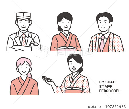 旅館の従業員のベクターイラスト素材／宿泊／インバウンド 107883928