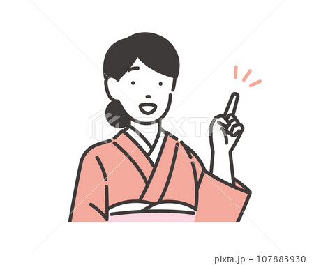 指さしをする女将のベクターイラスト素材／仲居さん／おもてなし 107883930