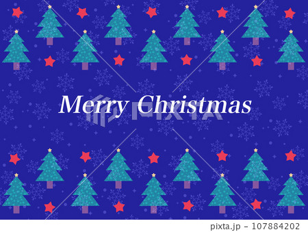 クリスマスカード　クリスマスツリーと雪の結晶 107884202