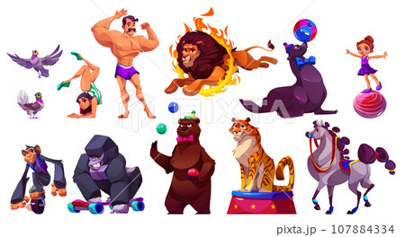 Circus carnival character illustration vector set 107884334