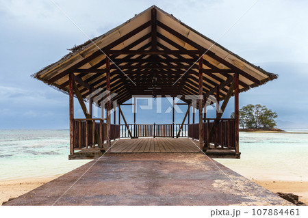 Empty gazebo at the La Digue island, Seychelles Empty gazebo at the La Digue island, Seychelles 107884461