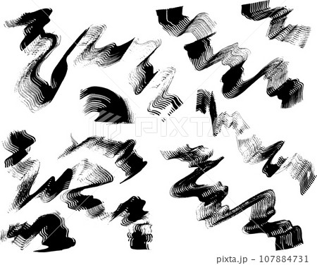 Grunge Dry Brush Ink Strokes Free Hand Set. 107884731