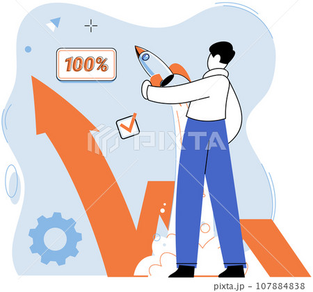 Successful project launch. Vector illustration. Project launch management, anchor keeping project aligned with its goals A project launch, exciting expedition into realm of possibilities A successful 107884838