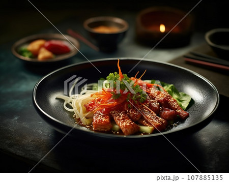 Very delicious and appetizing foods with blurred background Very delicious and appetizing foods with blurred background 107885135