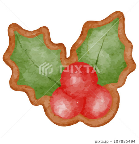 An illustration of Christmas cookies in a watercolor style. 107885494