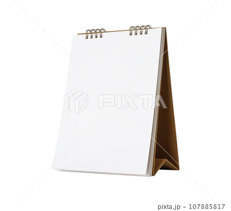 White blank paper desk calendar mockup isolated on white background 107885817